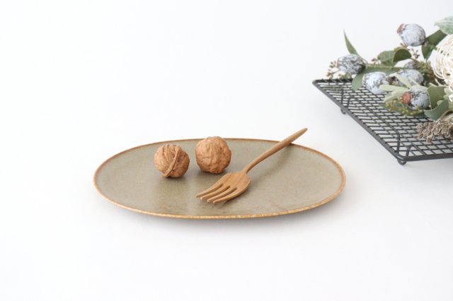Arco Oval Plate Silver Brown 21.5cm/8.5in | Mino Ware