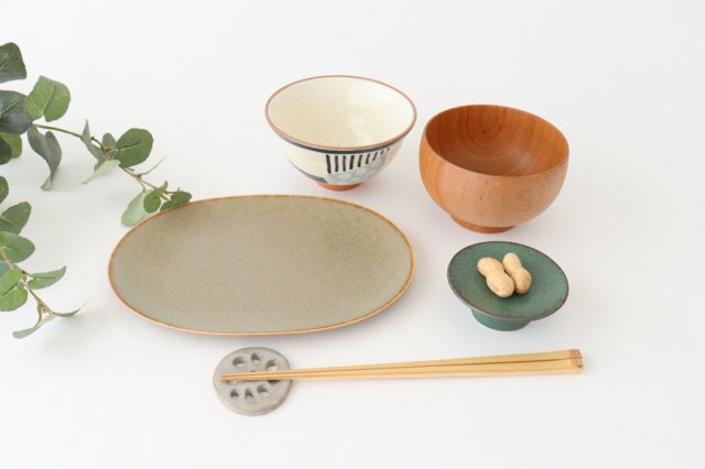 Arco Oval Plate Silver Brown 21.5cm/8.5in | Mino Ware