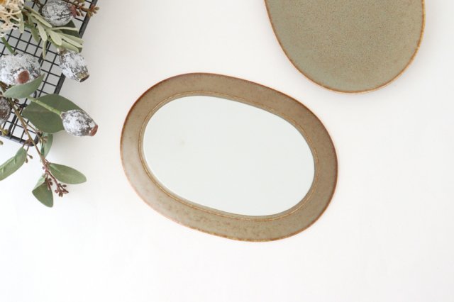 Arco Oval Plate Silver Brown 21.5cm/8.5in | Mino Ware