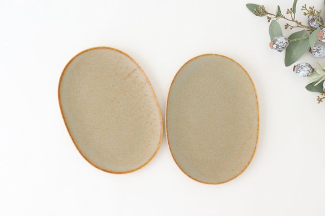 Arco Oval Plate Silver Brown 21.5cm/8.5in | Mino Ware