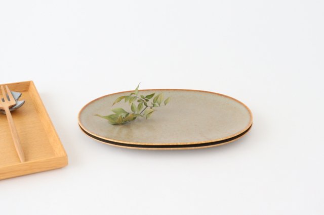 Arco Oval Plate Silver Brown 21.5cm/8.5in | Mino Ware