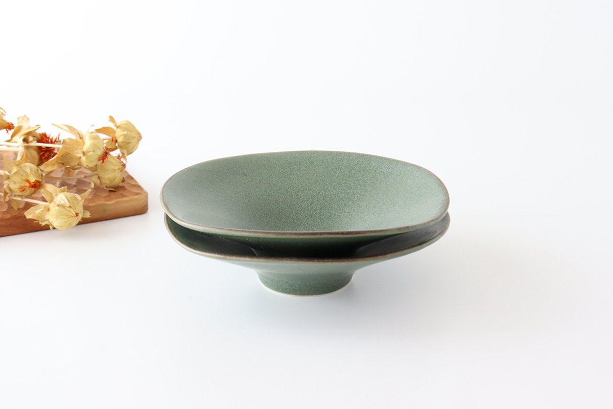 kei Morning Glory-shaped Bowl Green | Serving Bowl Mino Ware