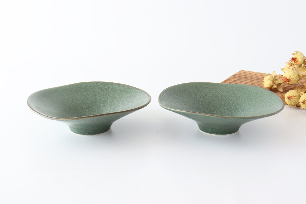 kei Morning Glory-shaped Bowl Green | Serving Bowl Mino Ware