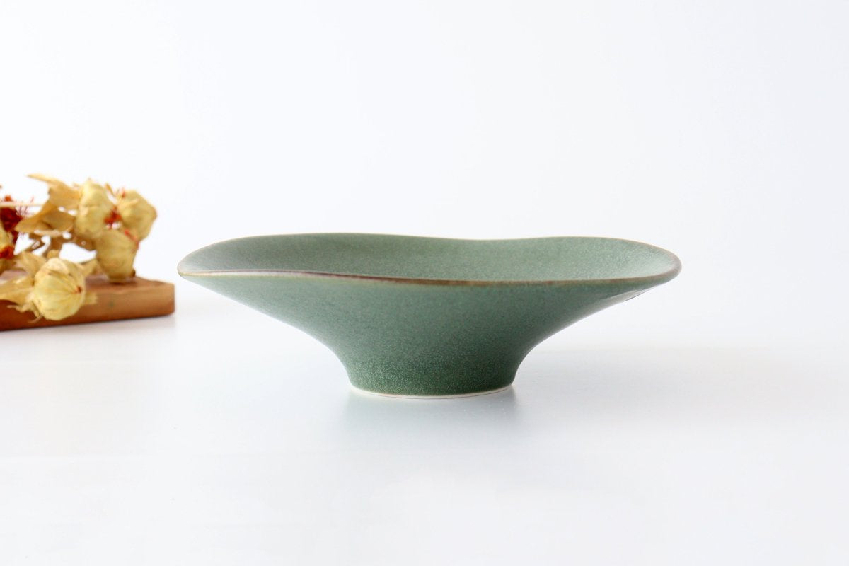 kei Morning Glory-shaped Bowl Green | Serving Bowl Mino Ware