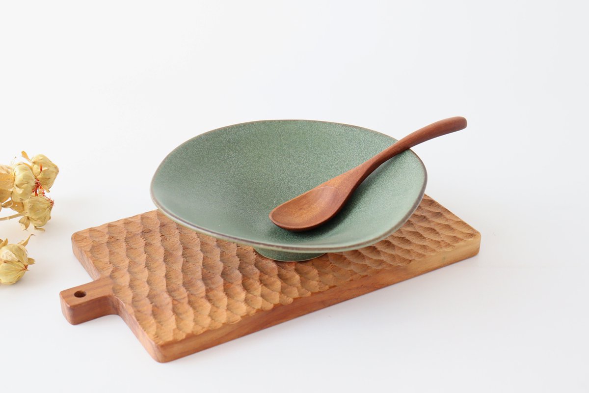 kei Morning Glory-shaped Bowl Green | Serving Bowl Mino Ware