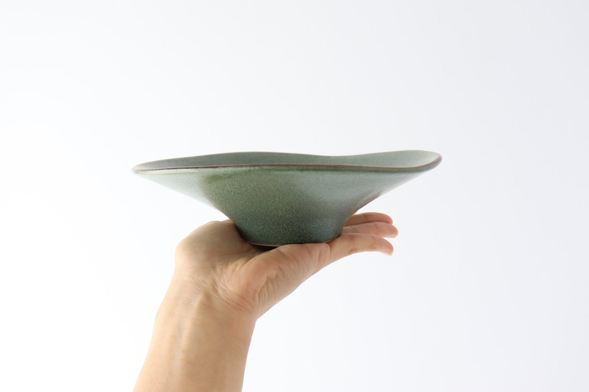 kei Morning Glory-shaped Bowl Green | Serving Bowl Mino Ware