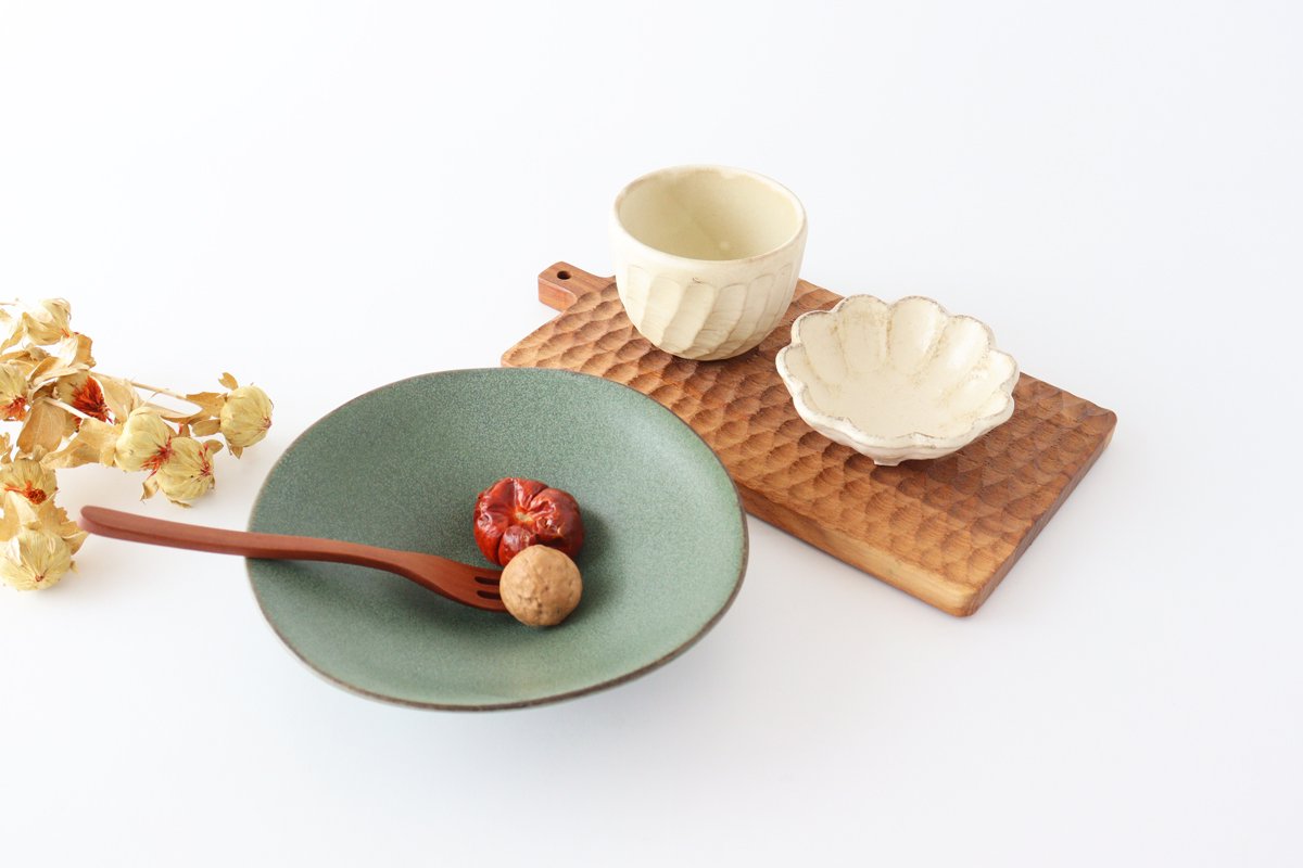 kei Morning Glory-shaped Bowl Green | Serving Bowl Mino Ware