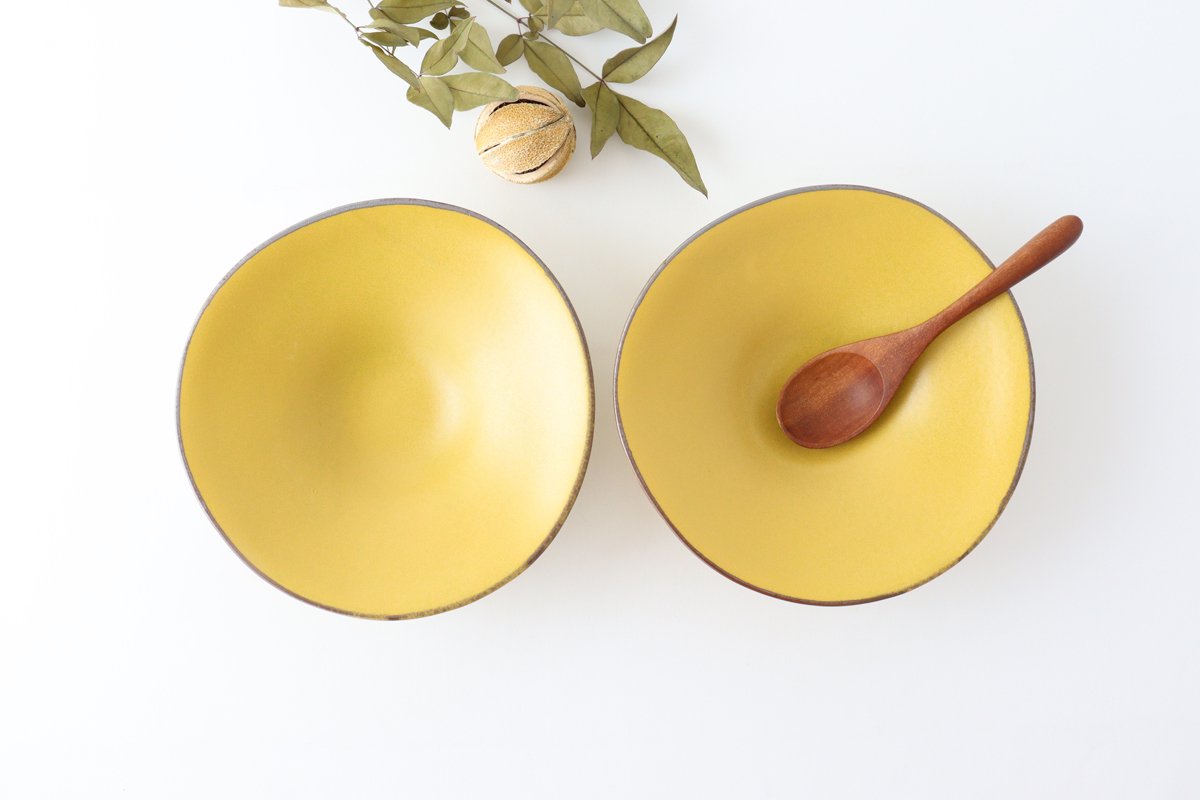 kei Morning Glory-shaped Bowl Mustard | Serving Bowl Mino Ware