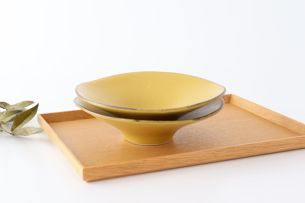 kei Morning Glory-shaped Bowl Mustard | Serving Bowl Mino Ware