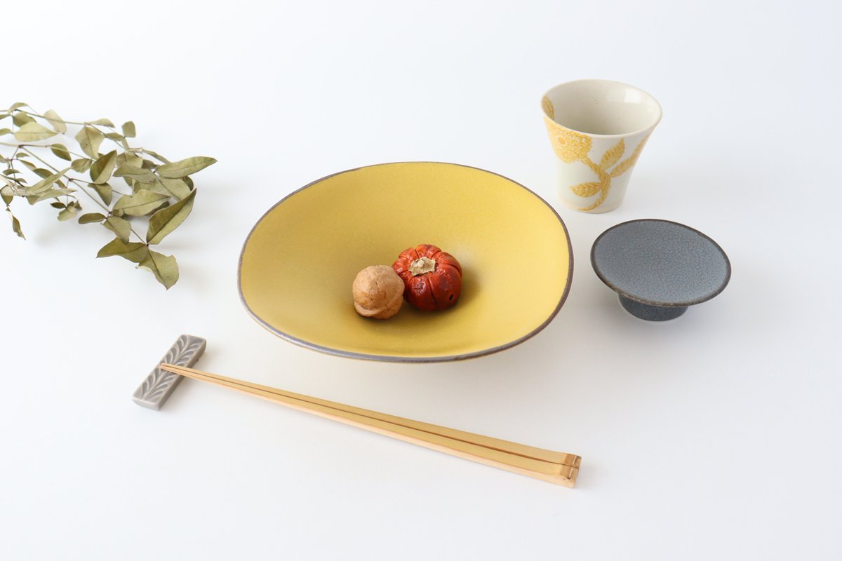kei Morning Glory-shaped Bowl Mustard | Serving Bowl Mino Ware