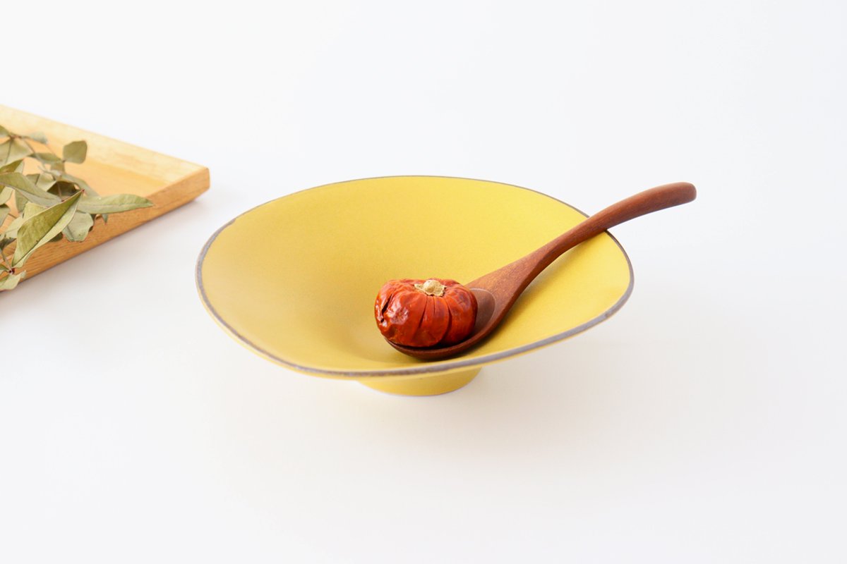 kei Morning Glory-shaped Bowl Mustard | Serving Bowl Mino Ware