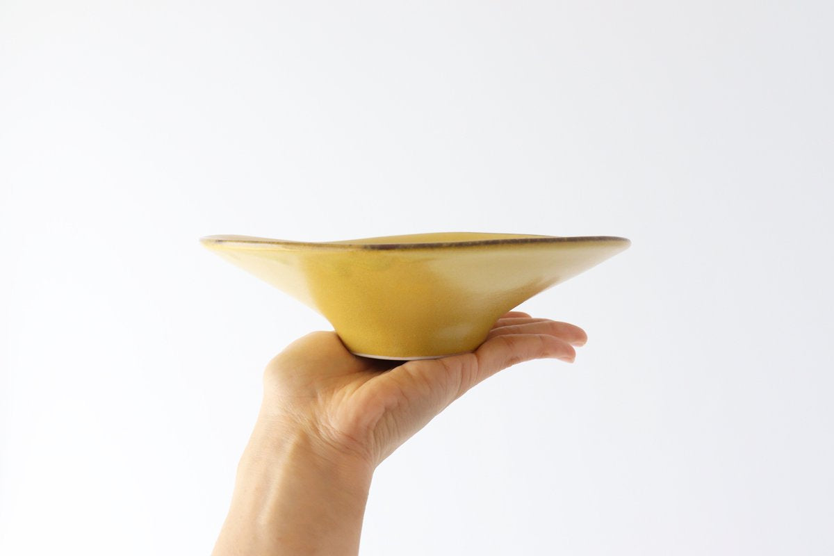 kei Morning Glory-shaped Bowl Mustard | Serving Bowl Mino Ware