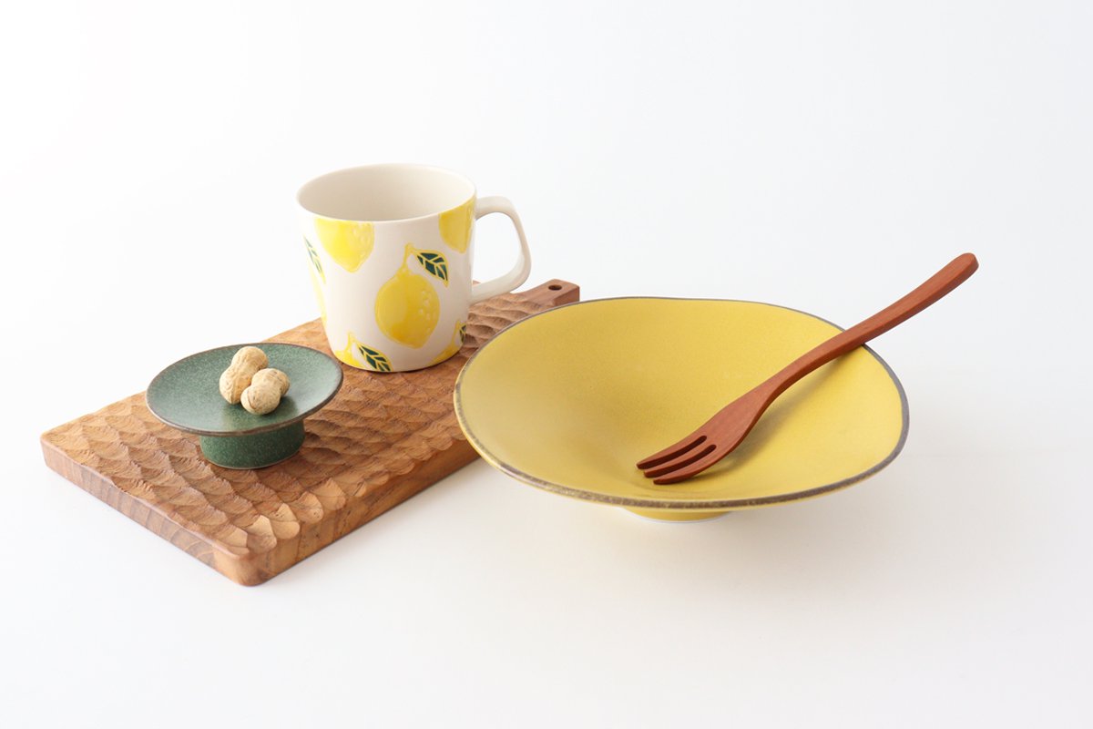 kei Morning Glory-shaped Bowl Mustard | Serving Bowl Mino Ware