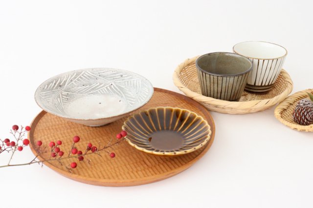 Small Chrysanthemum-shaped Plate Brown | Mino Ware-Detail14
