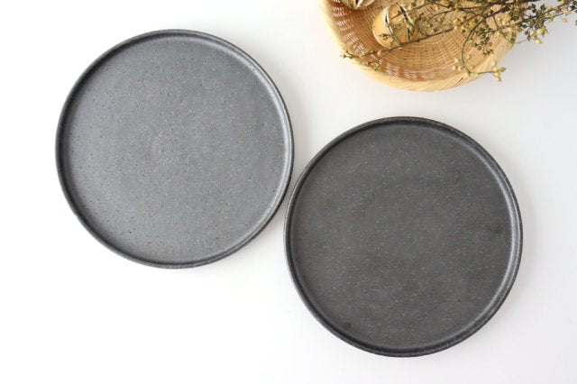 Round Plate Matte Black 24㎝/9.4in | Shigaraki Ware
