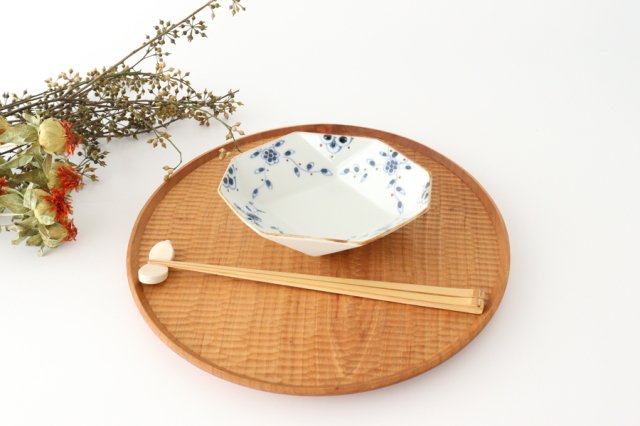 Diamond-shaped Small Bowl Vine Blue Arabesque | Kobachi Arita Ware