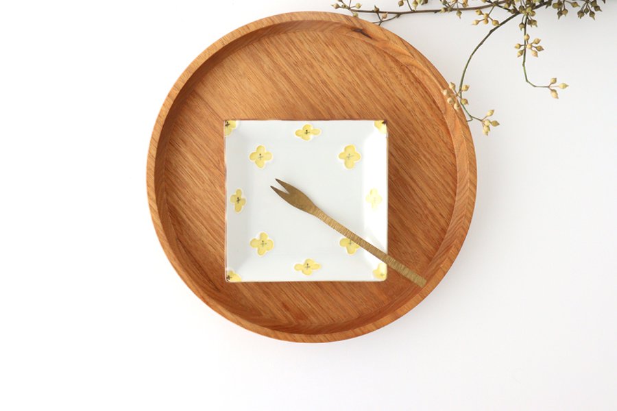 Square plate 13.5cm/5.9in porcelain hana Arita ware