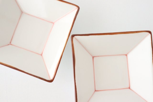 Square Goth Small Red Porcelain Mino Ware