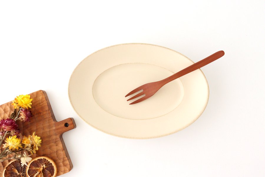 Oval plate 23cm ivory porcelain ORLO Mino ware