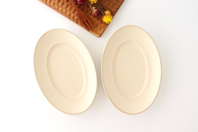 Oval plate 23cm ivory porcelain ORLO Mino ware