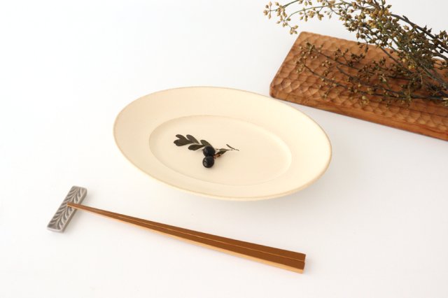 Oval plate 23cm ivory porcelain ORLO Mino ware