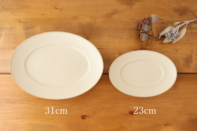 Oval plate 23cm ivory porcelain ORLO Mino ware