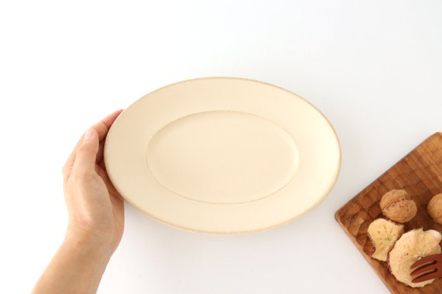 Oval plate 23cm ivory porcelain ORLO Mino ware