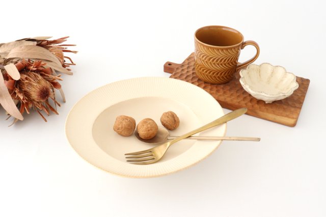 Pasta plate ivory porcelain ORLO Mino ware