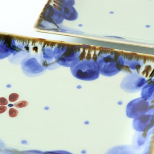 Rectangle Plate Blue FlowerーRim | Sushi Plate Hasami Ware-Detail10