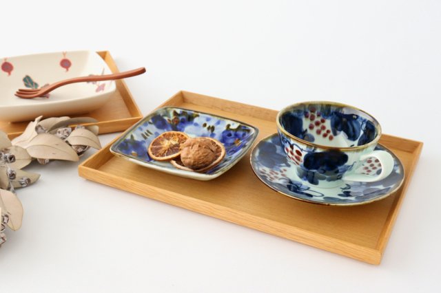Rectangle Plate Blue FlowerーRim | Sushi Plate Hasami Ware-Detail12