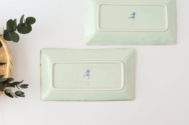 Rectangle Plate Blue FlowerーRim | Sushi Plate Hasami Ware-Detail3