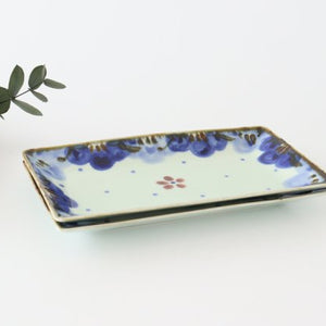 Rectangle Plate Blue FlowerーRim | Sushi Plate Hasami Ware-Detail4