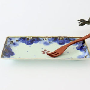 Rectangle Plate Blue FlowerーRim | Sushi Plate Hasami Ware-Detail6