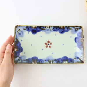 Rectangle Plate Blue FlowerーRim | Sushi Plate Hasami Ware-Detail7