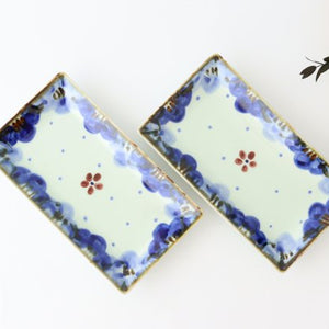 Rectangle Plate Blue FlowerーRim | Sushi Plate Hasami Ware-Detail9
