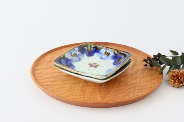 Square Plate Blue Flower 13.5cm/5.3in | Sushi Plate Hasami Ware