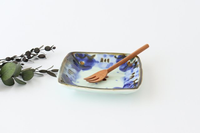 Square Plate Blue Flower 13.5cm/5.3in | Sushi Plate Hasami Ware