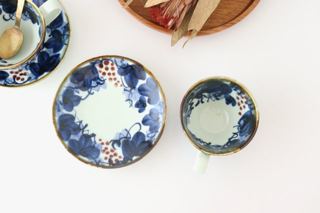 Cup and Saucer Blue Ripe Grapes | Hasami Ware