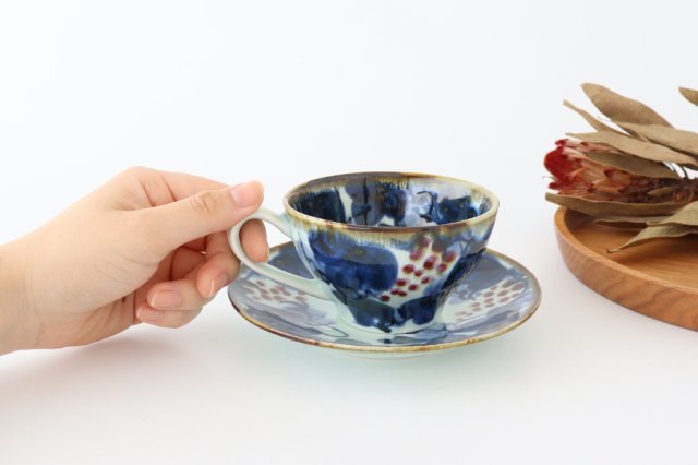 Cup and Saucer Blue Ripe Grapes | Hasami Ware