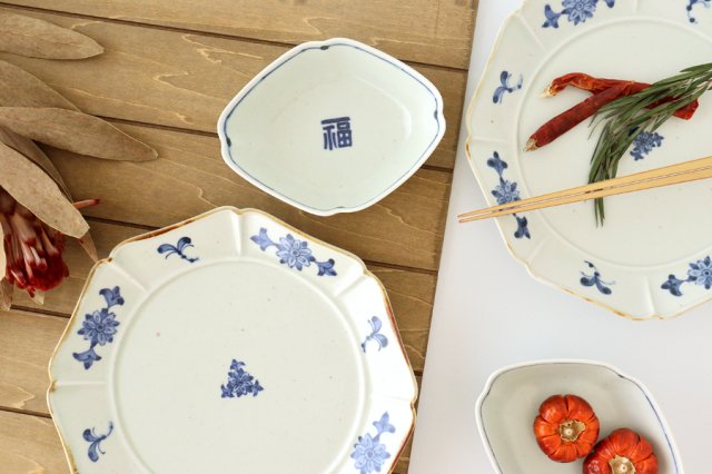 Octagonal Plate Blue Flower 21cm/8.3in | Hasami Ware-Detail11
