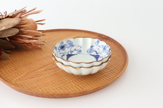 Koyo Kiln Chrysanthemum-shaped Small Bowl Blue Grass | Kobachi Arita Ware
