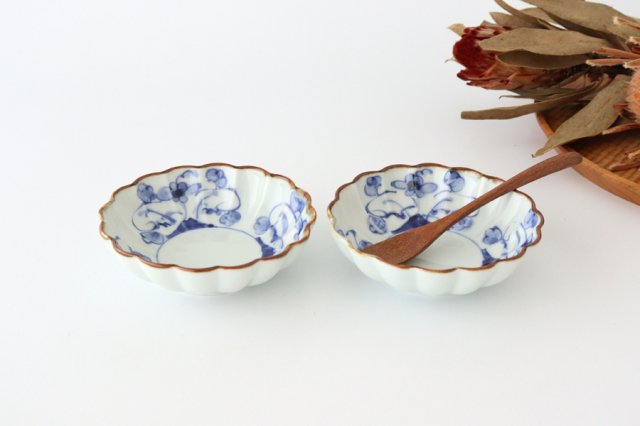 Koyo Kiln Chrysanthemum-shaped Small Bowl Blue Grass | Kobachi Arita Ware
