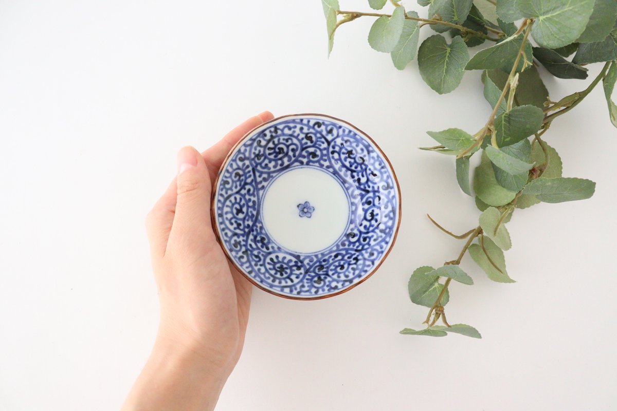 Sauce Plate Blue Arabesque | Hasami Ware