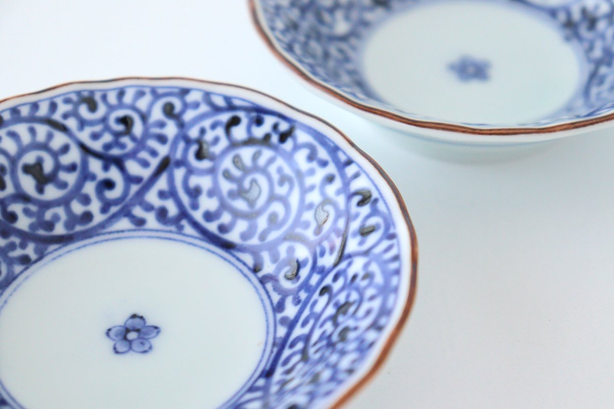 Sauce Plate Blue Arabesque | Hasami Ware