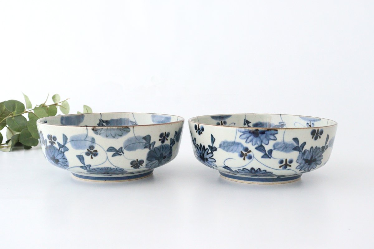 Large Bowl Blue Flowers | Serving Bowl Hasami Ware