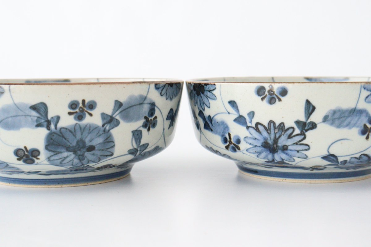 Large Bowl Blue Flowers | Serving Bowl Hasami Ware