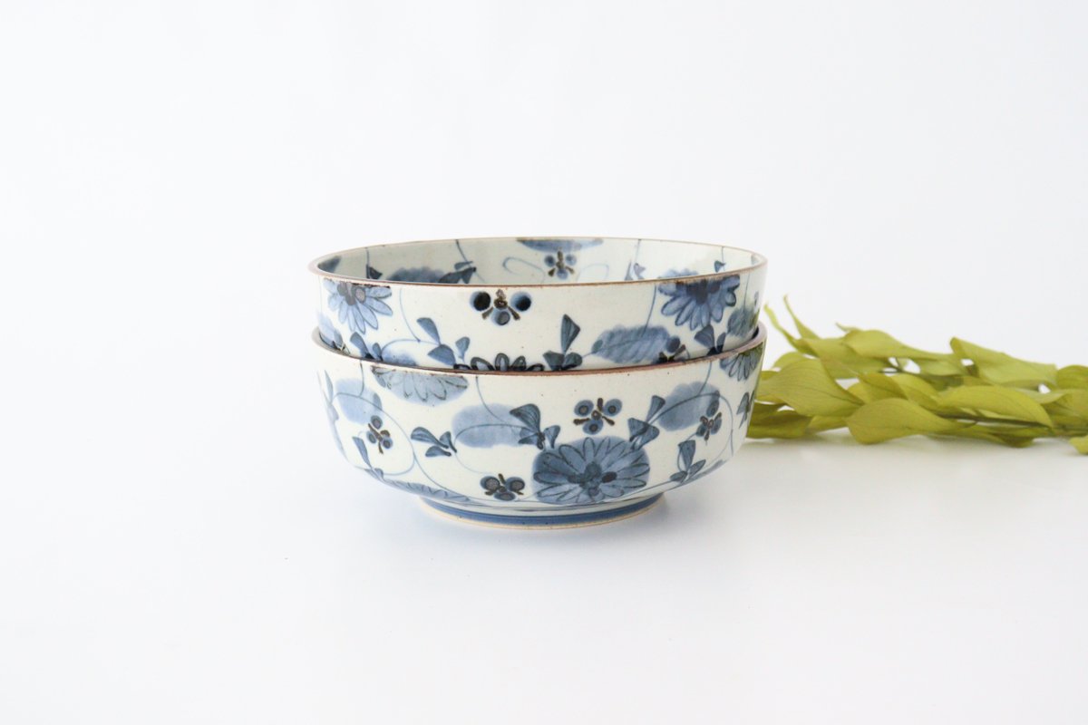 Large Bowl Blue Flowers | Serving Bowl Hasami Ware