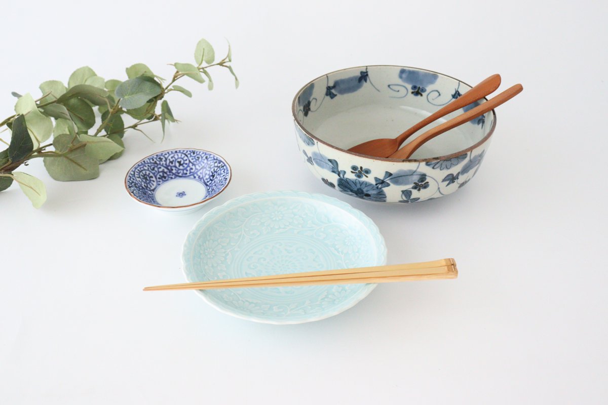 Large Bowl Blue Flowers | Serving Bowl Hasami Ware