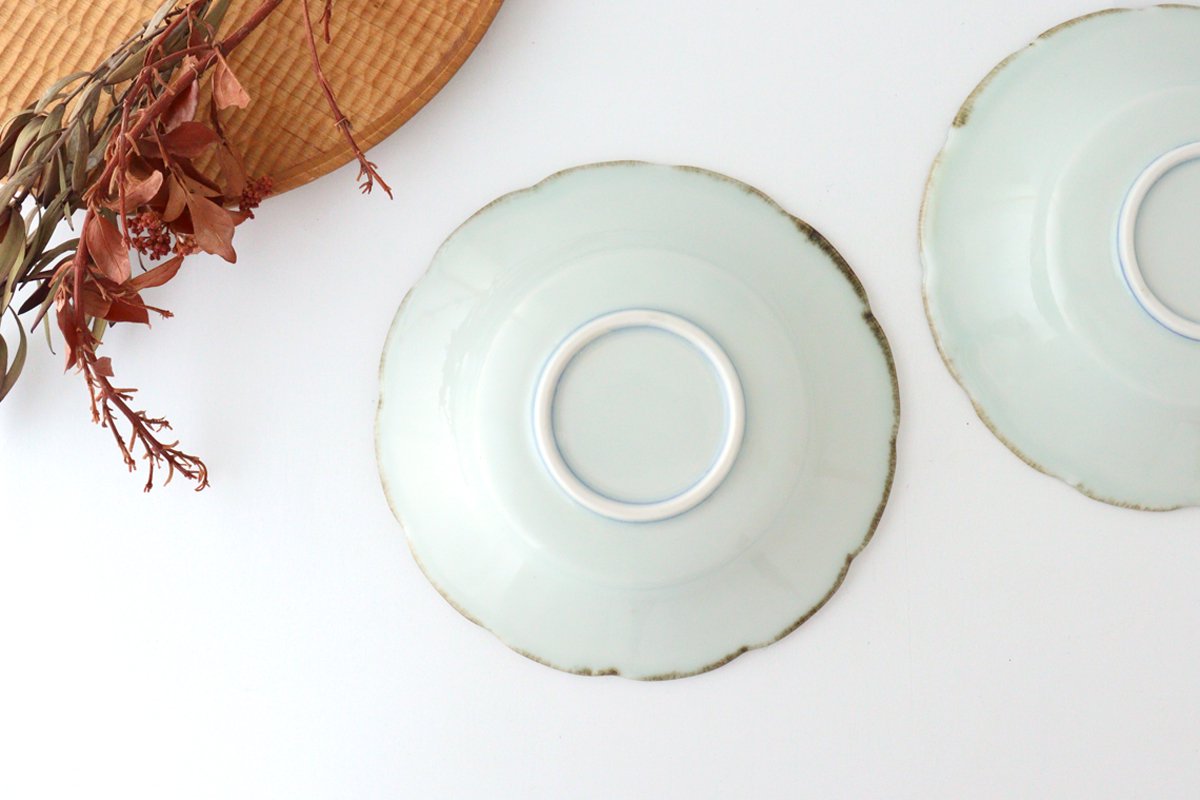 Flower-shaped Bowl Blue-lined 18cm/7.1in | Serving Bowl Mino Ware