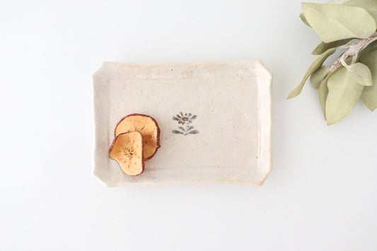 Kitagama Kasen Kato Hiroshige Rectangle Plate Shino | Sushi Plate Seto Ware-TOP